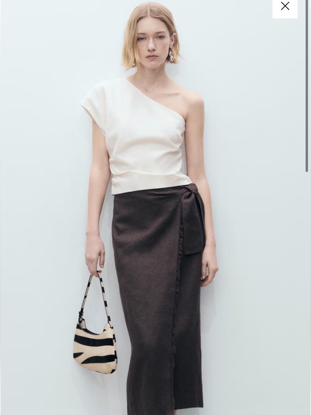 Mango linen blend One-Shoulder Top